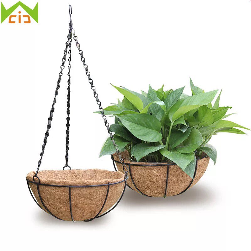 METAL HANGING PLANTER BASKET WITH COCO COIR LINER