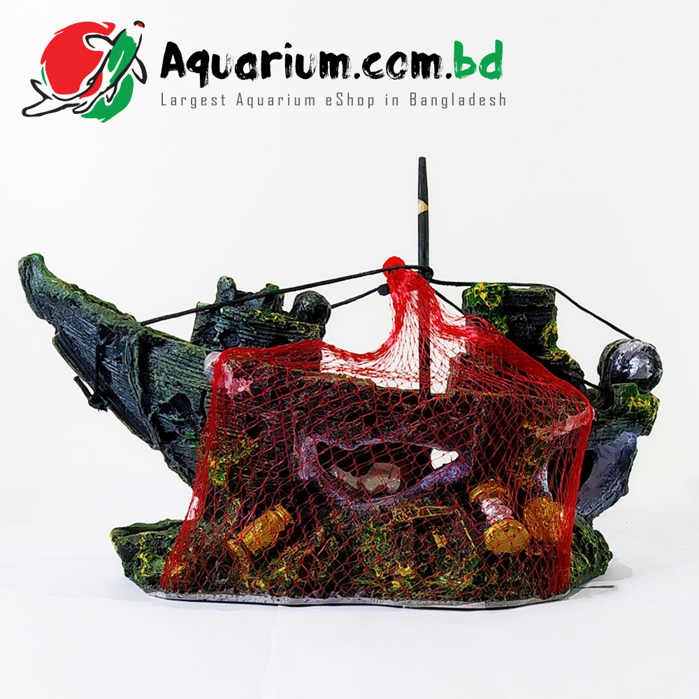 Boat with Fishing Net- Aqua Decor